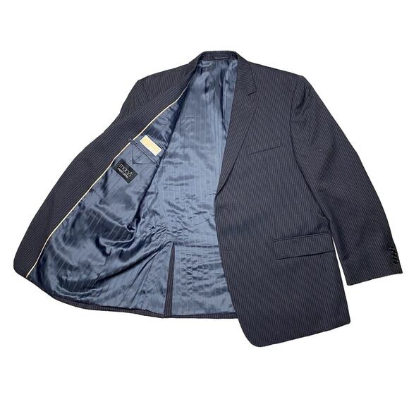 Michael Kors Men's Dark Gray Blue / White Pin Striped Blazer 46R 100% Wool READ* - Picture 1 of 16